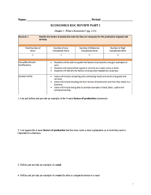Economics EOC Review Worksheet