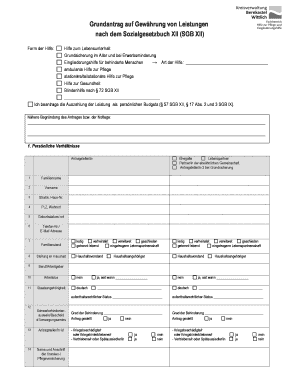 Grundantrag auf Gewährung von Leistungen nach dem Sozialgesetzbuch XII (SGB XII)