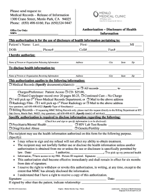 Medical Records Release of Information Authorization