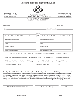 Medical Records Request/Release Form