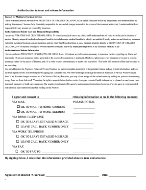 Authorization to Treat and Release Information