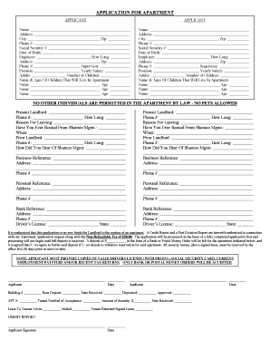 Apartment Rental Application Form