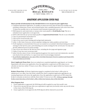 Apartment Application Cover Page