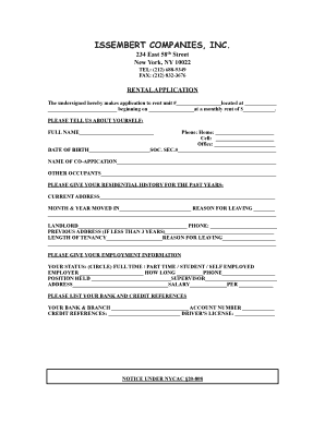 New York Rental Application