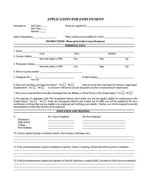 Employment Application Form