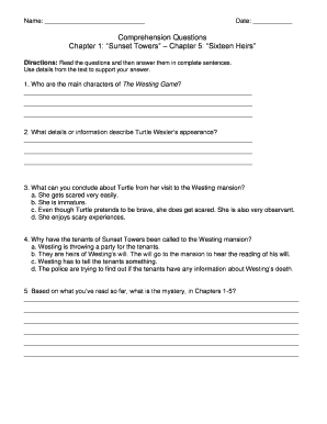The Westing Game Comprehension Questions