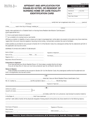 Illinois Disabled Voter Identification Card Application