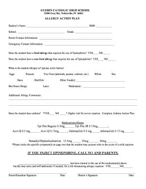 Allergy Action Plan