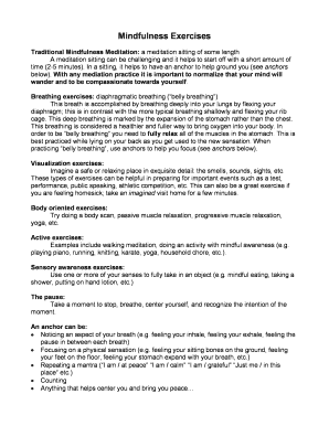 Fillable Online Mindfulness Exercises Fax Email Print - pdfFiller