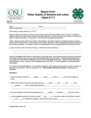 4-H Water Quality Report Form