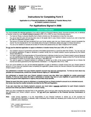 Ontario Locked-in Account Withdrawal Form