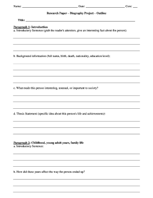 Biography Project Outline Template