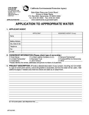 California Water Rights Application