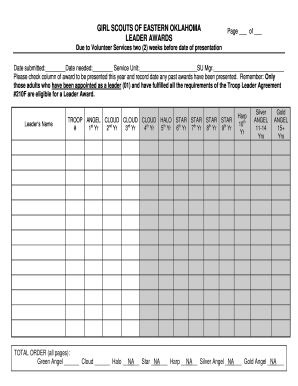 Girl Scouts Leader Awards Form