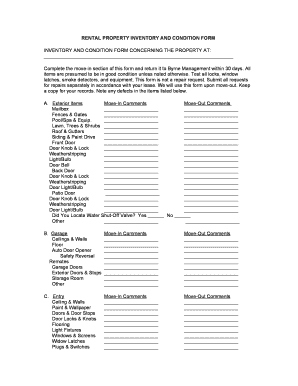 Rental Property Inventory and Condition Form