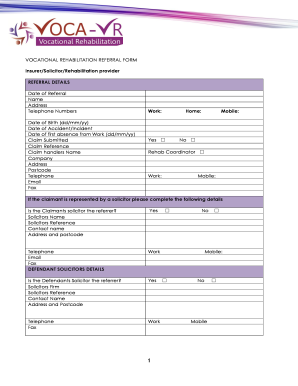 Vocational Rehabilitation Referral Form