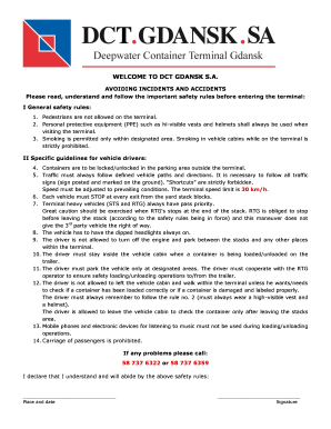 DCT Gdansk Safety Rules Agreement