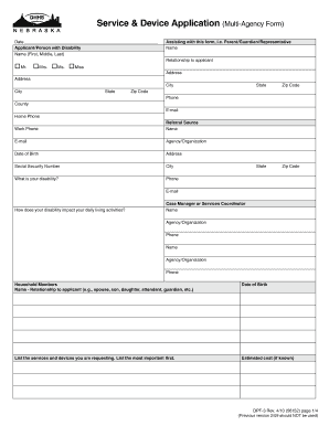 Nebraska Disability Services and Devices Application