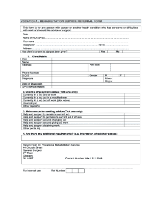 Vocational Rehabilitation Service Referral Form