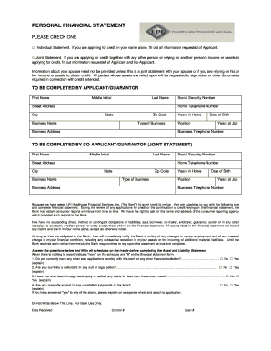 Personal Financial Statement Form
