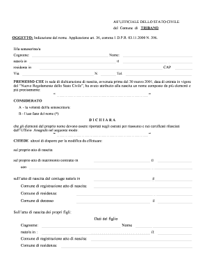 Modulo di Dichiarazione di Modifica del Nome
