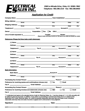 California Application for Credit