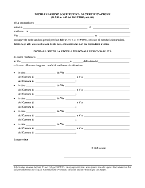 Dichiarazione Sostitutiva di Certificazione