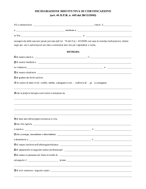 Dichiarazione Sostitutiva di Certificazione