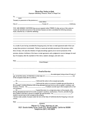 Three-Day Notice to Quit