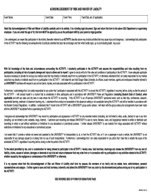 Acknowledgement of Risk and Waiver of Liability