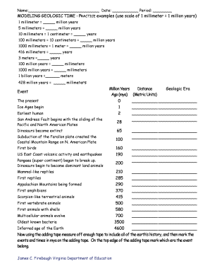 Geologic Time Modeling Practice Worksheet