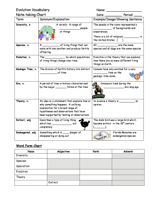 Meter unit chart - Evolution Vocabulary Notetaking Chart - MARRIC