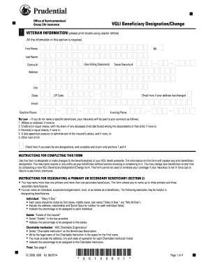 VGLI Beneficiary Designation Form