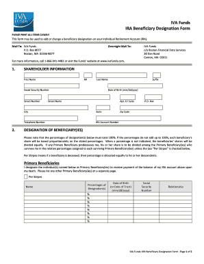 IVA Funds IRA Beneficiary Designation Form