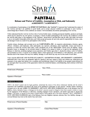 Paintball Release and Waiver of Liability