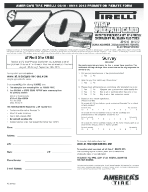 Pirelli Tire Promotion Rebate Form