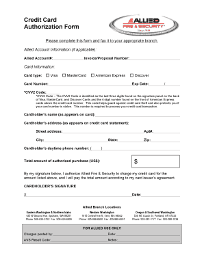 Credit Card Authorization Form