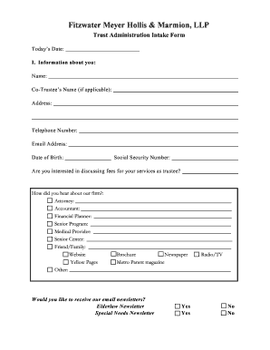 Trust Administration Intake Form