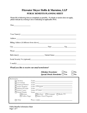 Public Benefits Planning Sheet