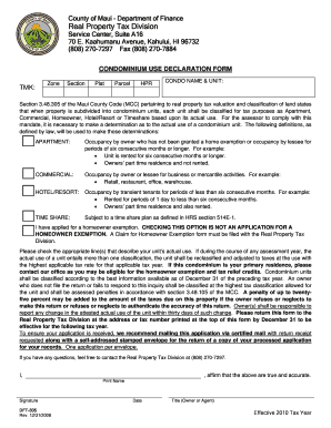 Condominium Use Declaration Form