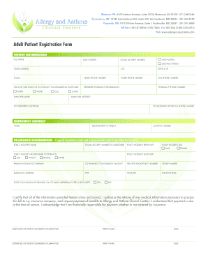 Adult Patient Registration Form