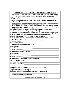 Glovebox Accident Information Form