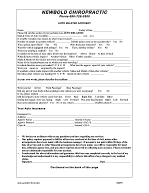 Auto Accident Injury Report Form