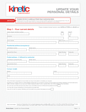 Kinetic Super Personal Details Update Form