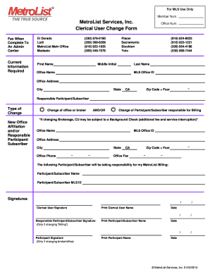 Clerical User Change Form