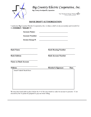 Bank Draft Authorization Form