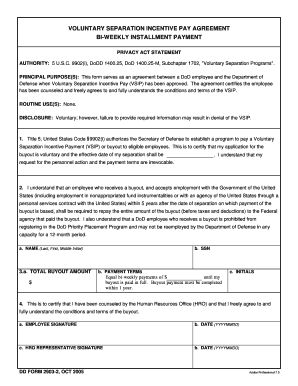 Voluntary Separation Incentive Pay Agreement