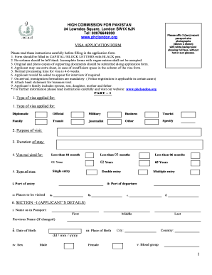 Pakistan Visa Application Form