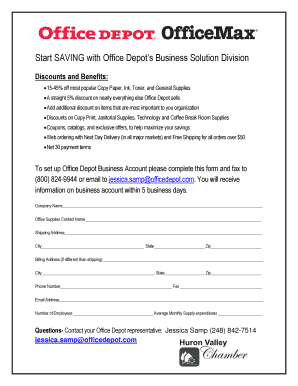 Office Depot Business Account Application Form
