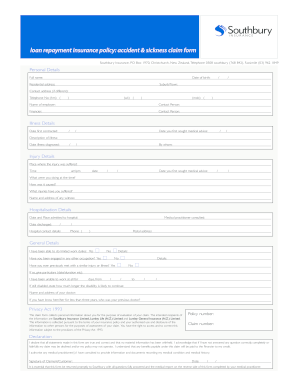 Loan Repayment Insurance Accident & Sickness Claim Form